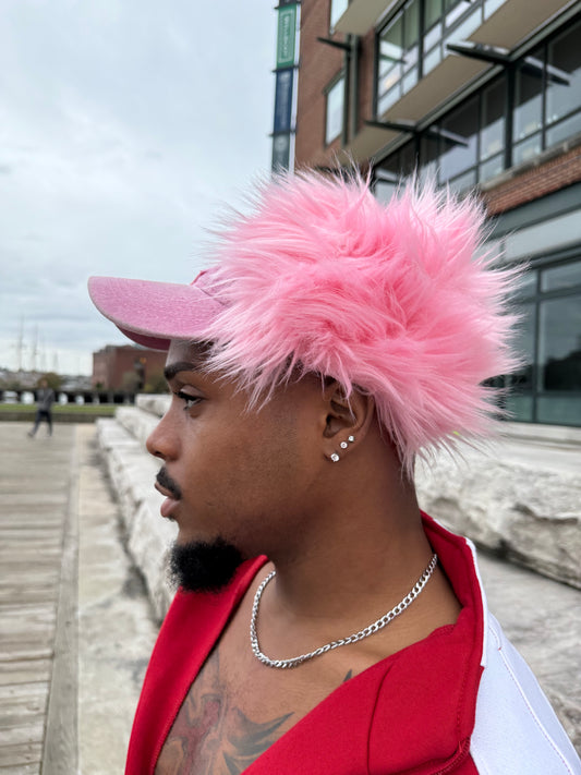 PINK PETAL FUR TRUCKER HAT