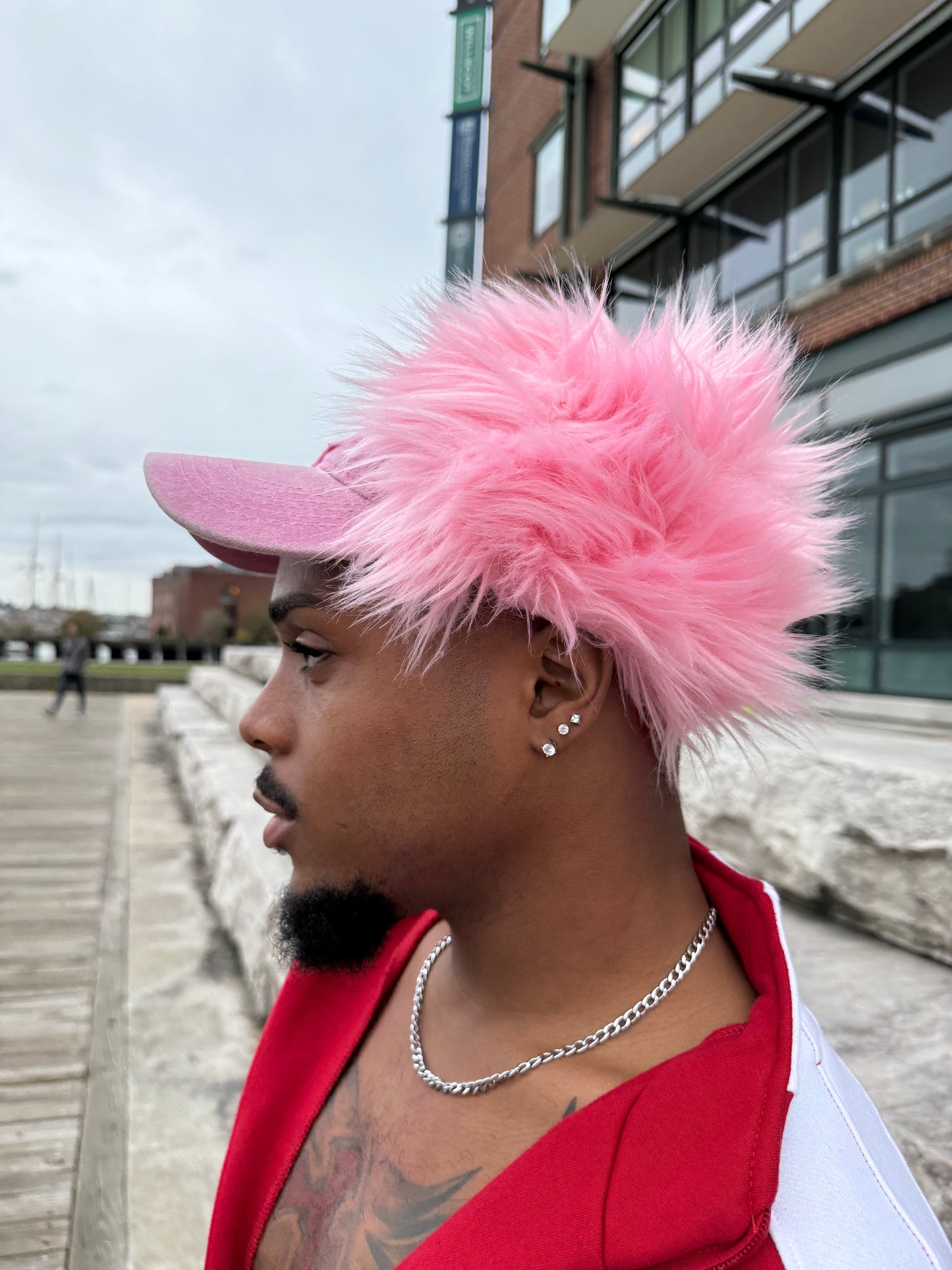 PINK PETAL FUR TRUCKER HAT